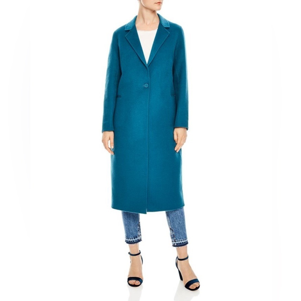 Sandro‎ Vani Single Button Coat Blue Cyan Sz 38 S